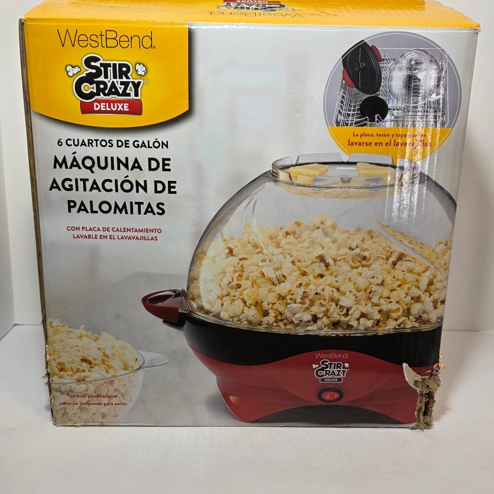 West Bend Stir Crazy Deluxe 6 QT Stirring Popcorn Machine Popper